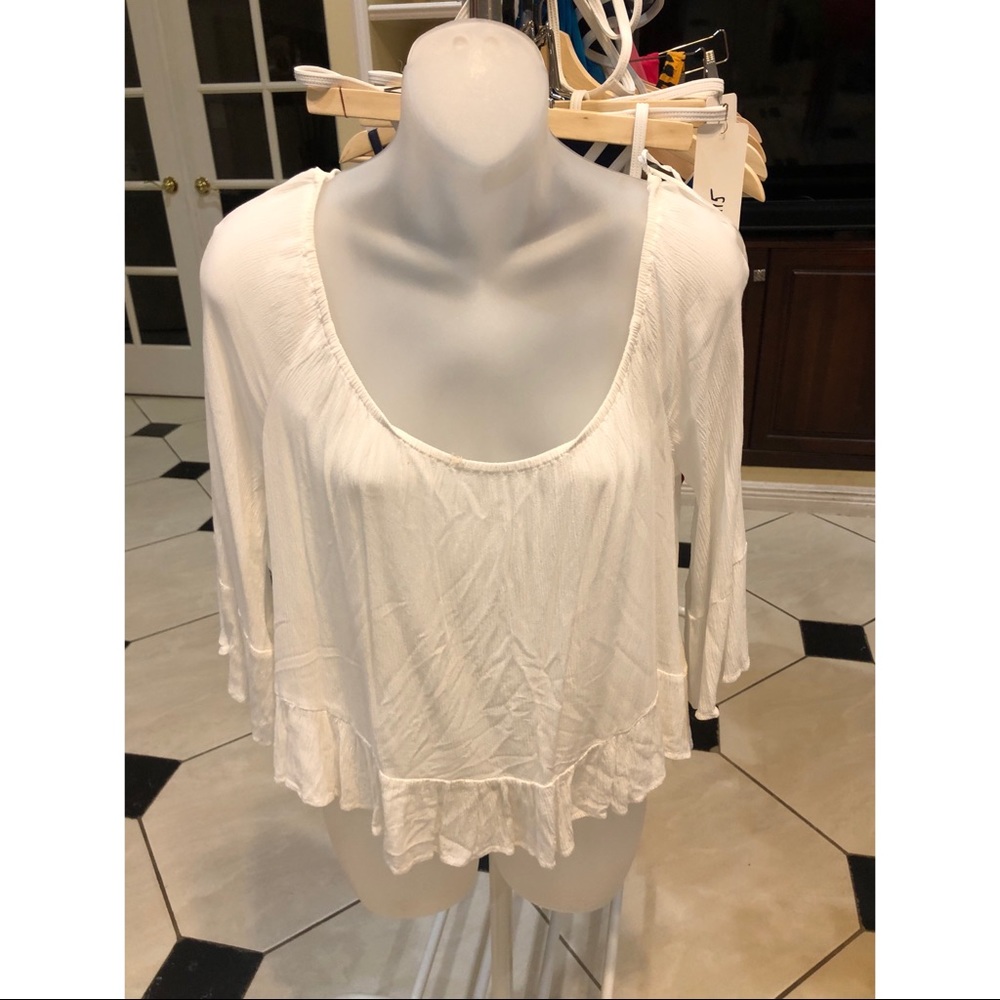 Off the shoulder white top